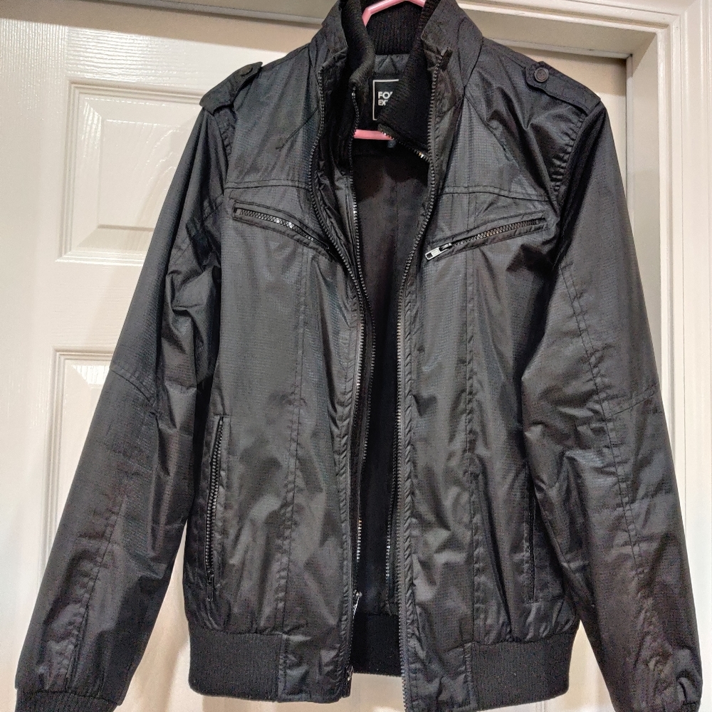 Foreign Exchange Military Layer Black High Neck Water Resistant Bomber Jacket